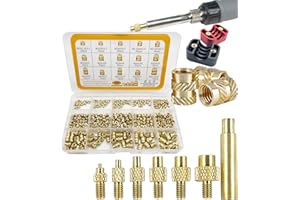 ERHT 3D Printing Brass Nuts Threaded Inserts M2 M2.5 M3 M4 M5 M6 Female Thread Metric Knurled Nuts Assortment Kit Brass Heat Set Insert for Plastic and 3D Components (430Pcs+Heat Set Insert)