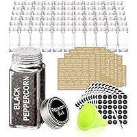 SWOMMOLY 66 Glass Spice Jars with 713 Spice Labels, Chalk Marker and Funnel Complete Set. 66 Square Glass Jars 4 OZ…