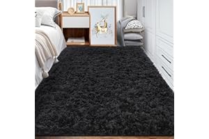 YIDANAMY Area Rugs for Bedroom Living Room: 3x5 Super Soft Fluffy Shaggy Plush Fuzzy Rugs Carpet for Kids Girls Baby Nursery Dorm Room Teen Room Decor Black