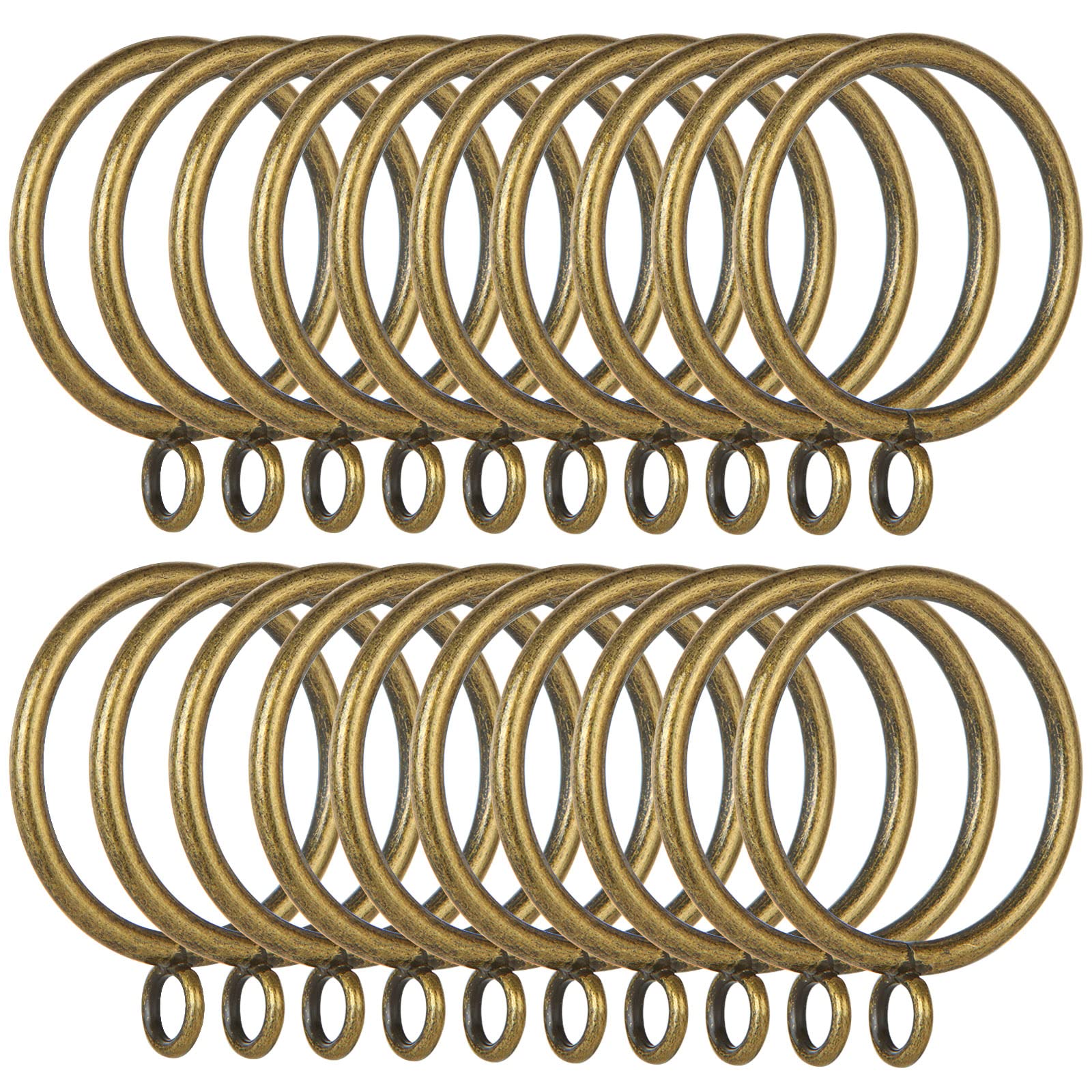 FWEEK 50 Pack 38mm Matte Gold Metal Curtain Rings with Hooks - Smooth Glider Curtain Rail Hanging Rings fit Rods up to 35mm Diameter