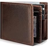 Artpaxy Mens Wallet Genuine Leather Bifold RFID Blocking Wallet for Men with 1 ID Window 13 Card Holders 2 cash pockets 1 Gift Box