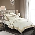 Casabolaj Shading 3 Pieces Duvet Cover Set Do Not Include Filling 100% Egyptian Cotton Sateen Luxury 400 Thread Count-Classic and Contemporary Frame Patchwork Cream/Beige/Champange (King)