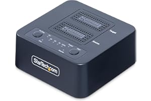 StarTech.com 1:1 M.2 NVMe Drive Duplicator, 90GBpm Standalone M.2 SSD Cloner/Copier, USB-C 3.2 20Gbps M.2 Dual-Bay Drive Dock