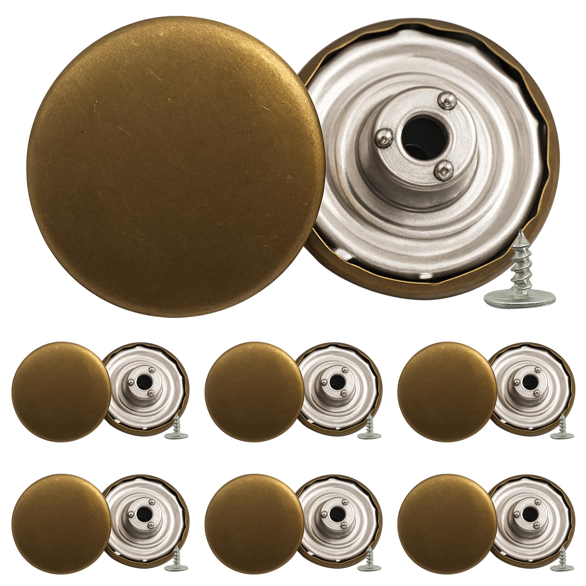 Trimming Shop Jeans Buttons Hammer On Brass Tack Fasteners for Replacement, DIY Denim Jeans, Jackets, Shirts, Skirts, Trousers, Handbags (17mm, Bronze, 10pcs) โ image 1