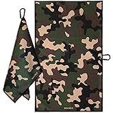 RokFit Gym & Golf Towel – Multi-Use, Quick-Dry, Durable Utility Towel with Bold Graphic and Carabiner Clip (Camo)