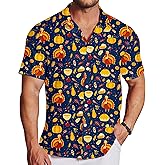 Mens Thanksgiving Button Tops Short Sleeve Turkey Hawaiian Shirt