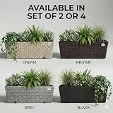 CASARIA Set of 2 Flower Boxes Weatherproof Poly Rattan 60x20x19cm Grey view 2