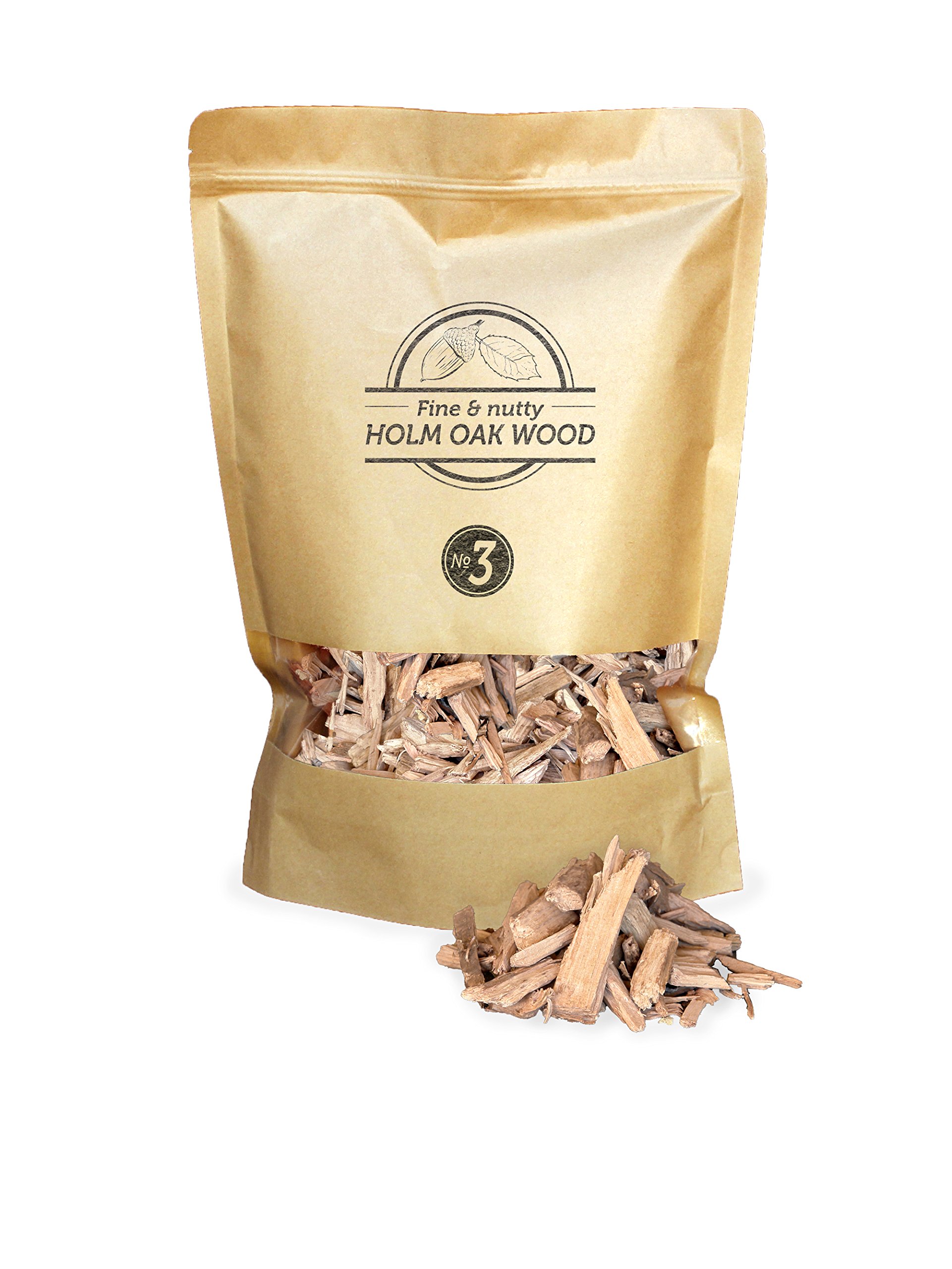 Smokey Olive Wood 1.7L holm oak smoking chips, grain size 2-3cm