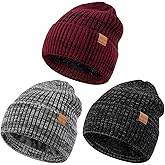 MSDC 3 Pack Winter Hats for Men, Warm Fleece Lined Beanie for Men Women, Fashionable Knit Hat Skull Cap for Cold Weather