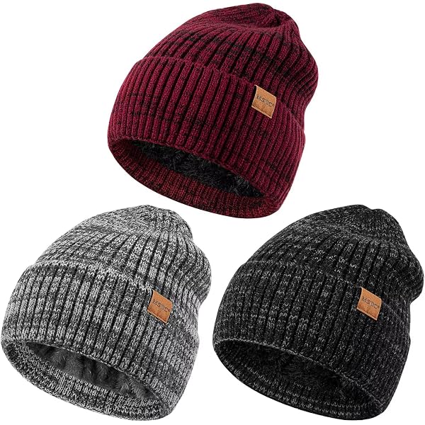 Mens Beanie Hats 3 Pack, Winter Hats for Men Women Warm  display picture 2