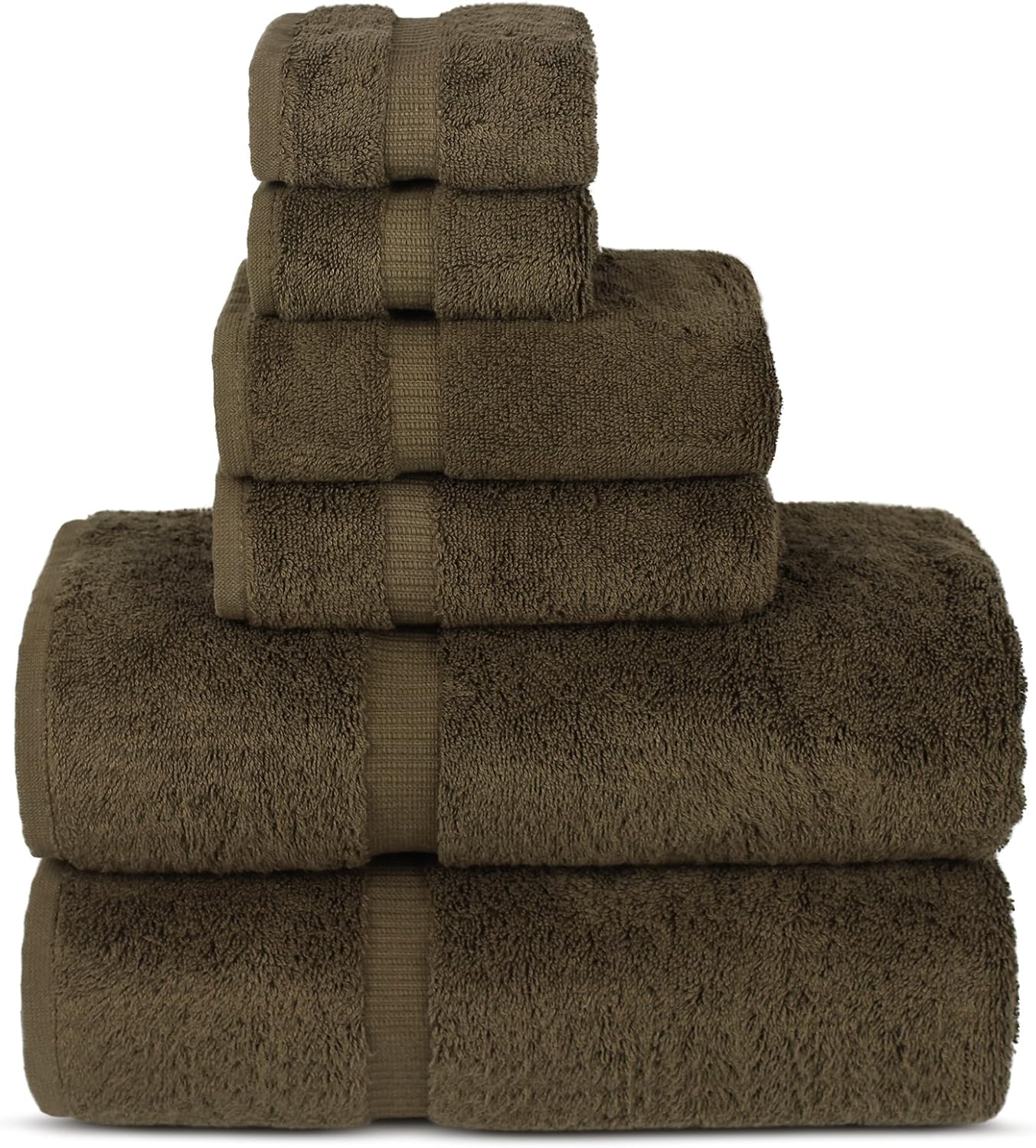 Chakir Turkish Linens Luxury Spa and Hotel Quality Premium Turkish Cotton 6-Piece Towel Set (2 x Bath Towels, 2 x Hand Towels, 2 x Washcloths, Cocoa): Kitchen & Dining
