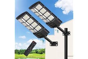 Lovus 1200W Outdoor Solar LED Street Light, 6000k Solar Parking Lot Lights Dusk to Dawn with Motion Sensor, IP67 Waterproof Solar Flood Security Light for Wall or Pole 2-Pack, ST4-107-2