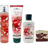 Bath & Body Works Country Apple - Trio Gift Set - Fine Fragrance Mist, Body Cream and Body Lotion with a Cherry On Top Bar Soap