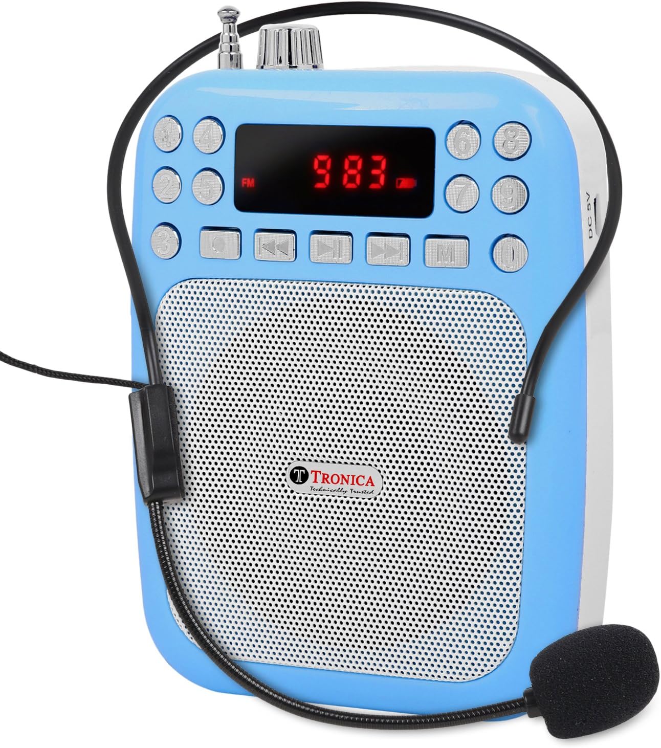 Specially for Teachers - Tronica Rechargeable Multimedia Digital Display Speaker With RECORDING & KARAOKE MIC (MP3,FM,SDcard Support,USB & Aux Cable Support, Compatible With Laptops,Computer,Phones,Ipod,Ipad etc (blue)