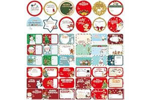ZSYTZL 192 PCS Christmas Name Tag Stickers, 24 Pages Self Adhesive Waterproof Gift Tags Labels for Christmas Presents Gifts B
