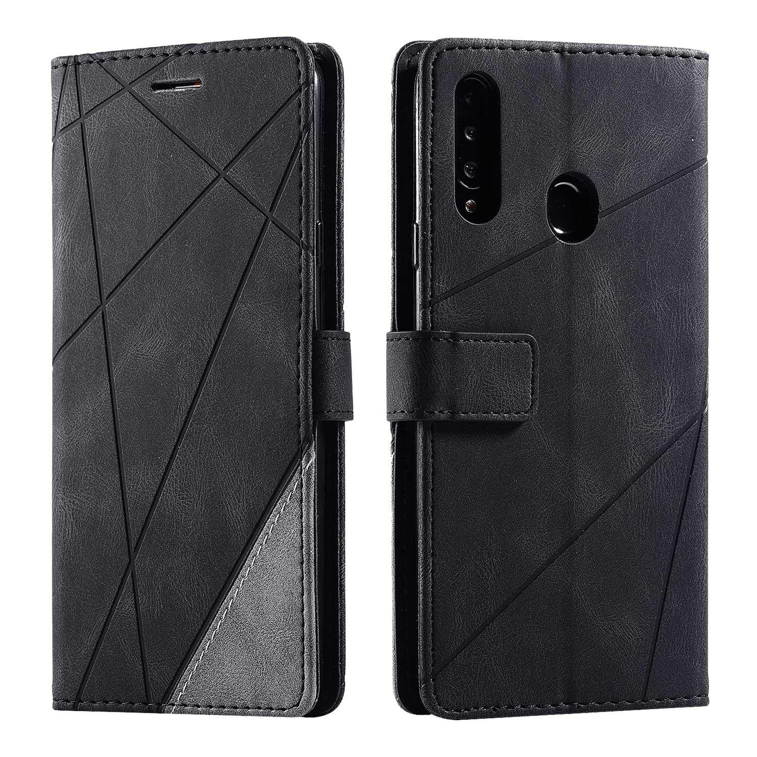 SONWO Case for Galaxy A20S Case, Premium Leather Flip Wallet Case Magnetic Closure Card Slots Kickstand Phone Case for Samsung Galaxy A20S, Black