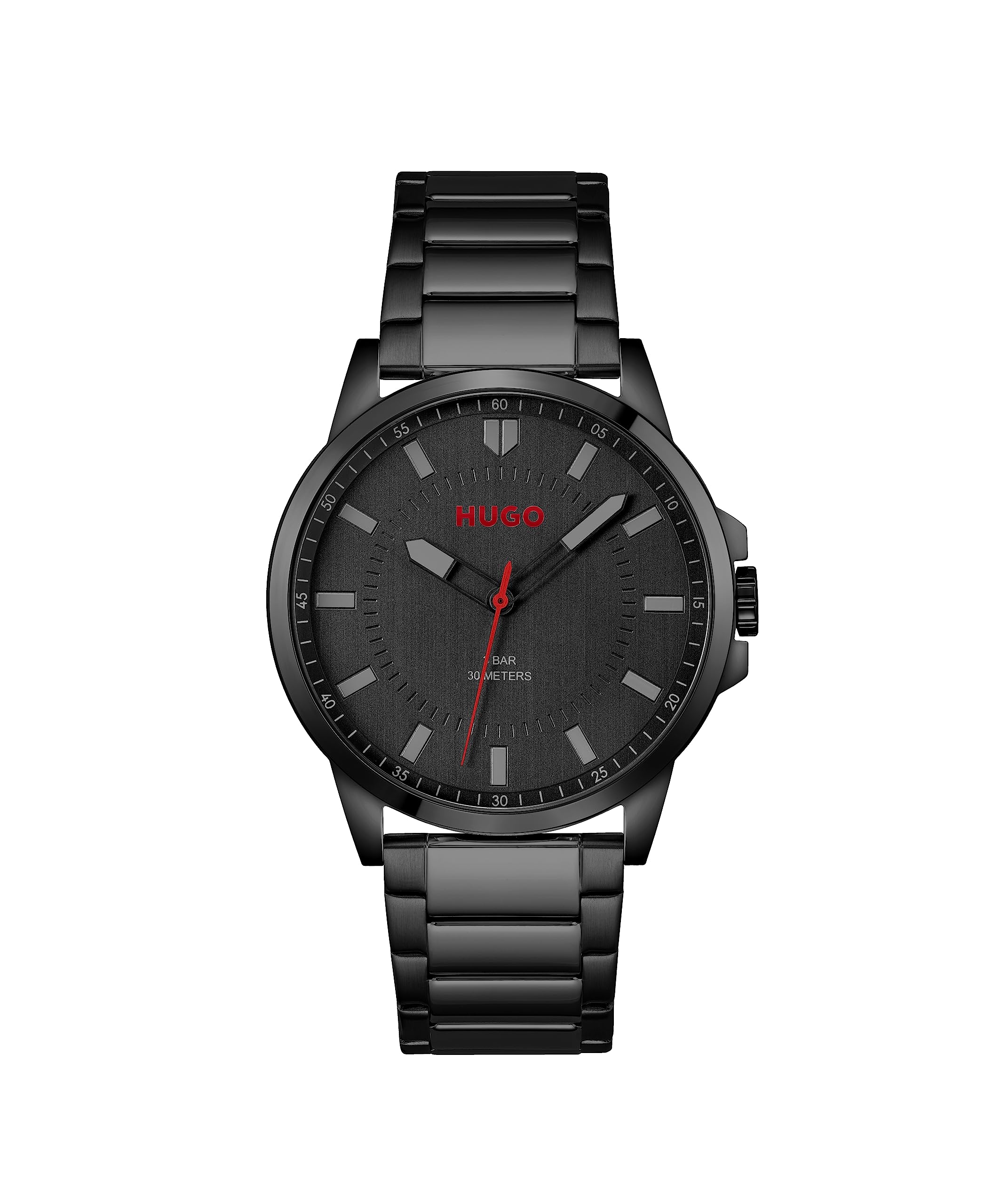 HUGO Analogue Quartz Watch for Men #First Collection with Black Stainless Steel Bracelet - 1530187