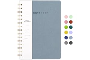 Oneirom Spiral Notebook-5.75" x 8.125" College Ruled Journal with Inner Pockets and 160 Pages,PU Leather Cover Business Journal, Twin-Wire Binding Notebook Perfect for Office & Home School Supplies