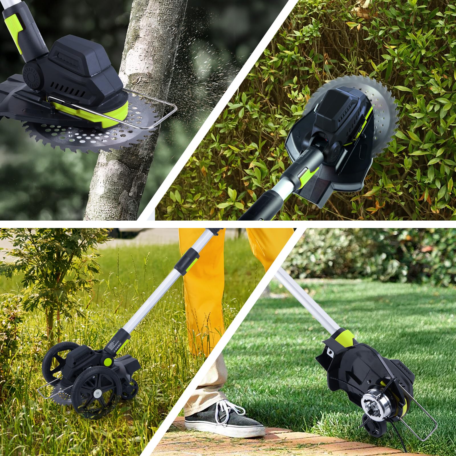 CHANGEMOORE Akku-Rasentrimmer mit 2x4.0Ah Akku, Bürstenloser Motor, Digital Display, Sicherheitsschalter, 90° Verstellbarer Kopf, 20cm Schnittbreite, 3 Klingentypen, für Garten & Hof, Neu aufgerüstet 9