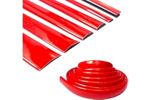 SHINE & BRIGHT AUTO Solid Red Car Motor Bike Self-Adhesive Exterior and Interior Molding Trim Universal Dashboard Bumper Window Door Body Side Decorative Strip Scratch-Proof (Width: 1/2 inch (12mm), 8Ft)
