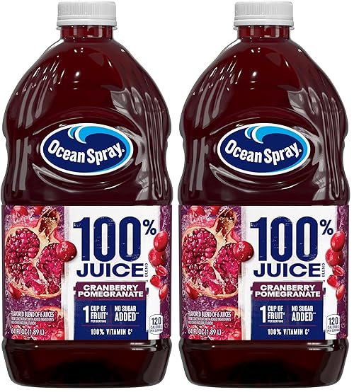 Ocean Spray® 100% Juice Cranberry Pomegranate Juice Blend, 64 Fl Oz Bottle (Pack of 2)