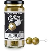 Collins Gourmet Feta Cheese Olives | Cheese-Stuffed Premium Garnish for Cocktails, Bloody Marys, Martinis, Salads, Meat Trays, 5oz