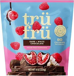 Tru Fru, Frozen Raspberries White And Dark Chocolate, 8 Ounce