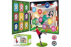 BERRYSPARADISE 71" x 59" Kids Soccer Ball Set, Double-Sided Family Game, Indoor/Outdoor Backyard Toss Goal Game with 2 Balls, 1 Flannel Target, Soccer Toy Birthday for Boys & Girls Aged 3-12