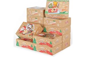YEKTFS Christmas Cookie Boxes - Bulk 24 Pack 8.25x6x2.75in Christmas Cookie Tins with Lids, Treat Boxes for Cookies, Baked Goods Packaging & Gift Giving