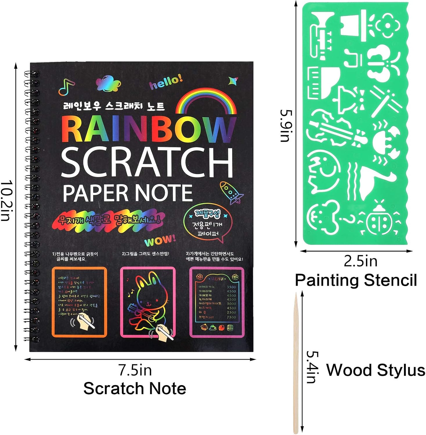 ruggito Rainbow Scratch Art for Kids,2 Rainbow Paper Books with 2 Pens 4 Painting Pattern Kids Arts and Crafts for Ages 4-12 Boys Girls Birthday Christmas Party Present - Image 3