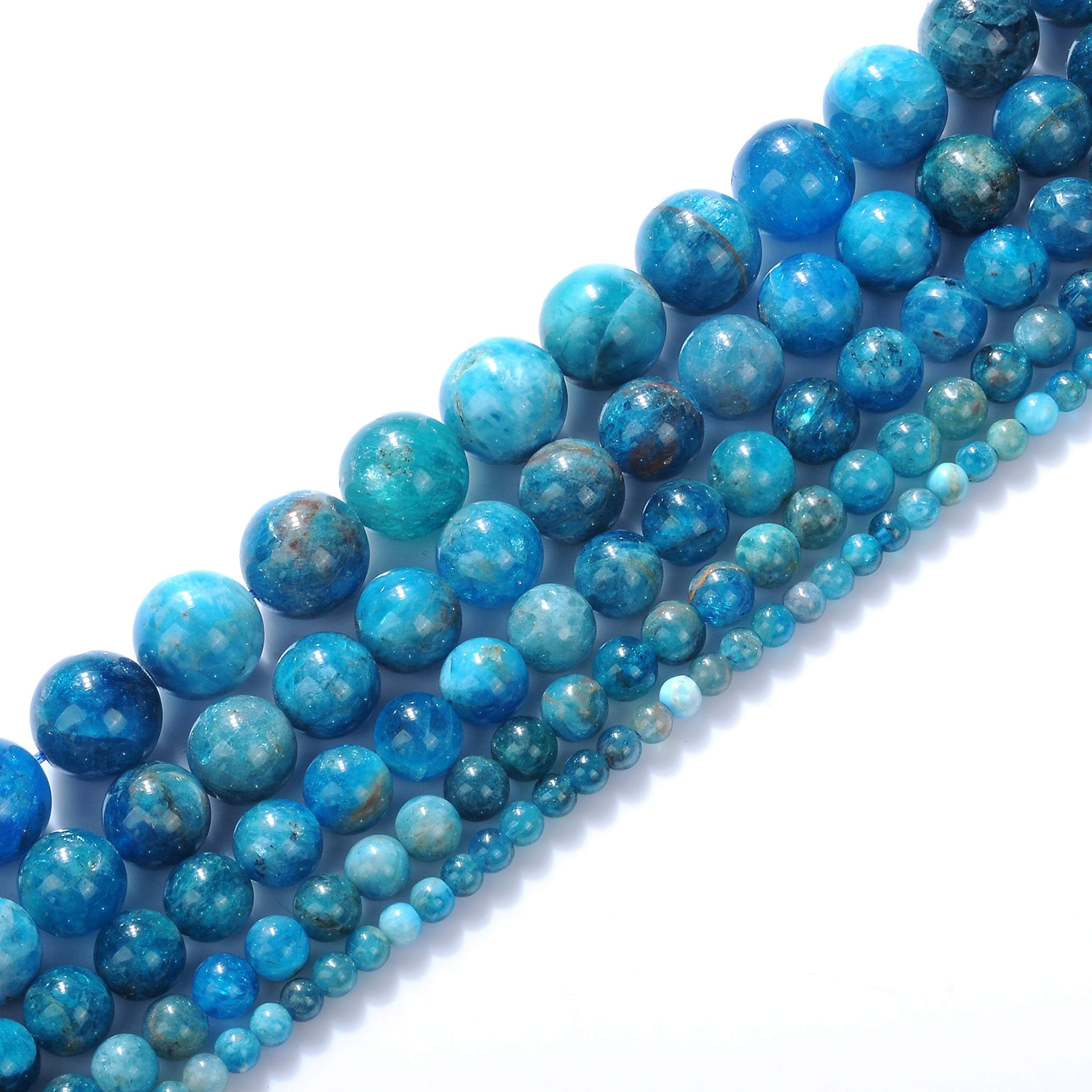 Genuine Natural Real Smooth Round Ocean Apatite Gemstone Beads Loose Beads for Jewelry Making Approxi 15.5" (Ocean Apatite, 6MM)