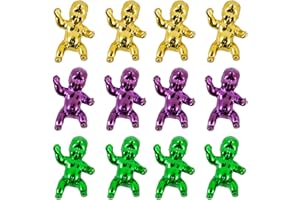 ASIJUNTYECHO 12Pcs Mardi Gras King Cake Babies Mini Plastic Babies Small Baby King Cake Babies Metallic Tiny Baby Figurines Tiny Babies for Party Cake Decorations Ice Cube Baby Shower Games,Mardi Gras Party Favors