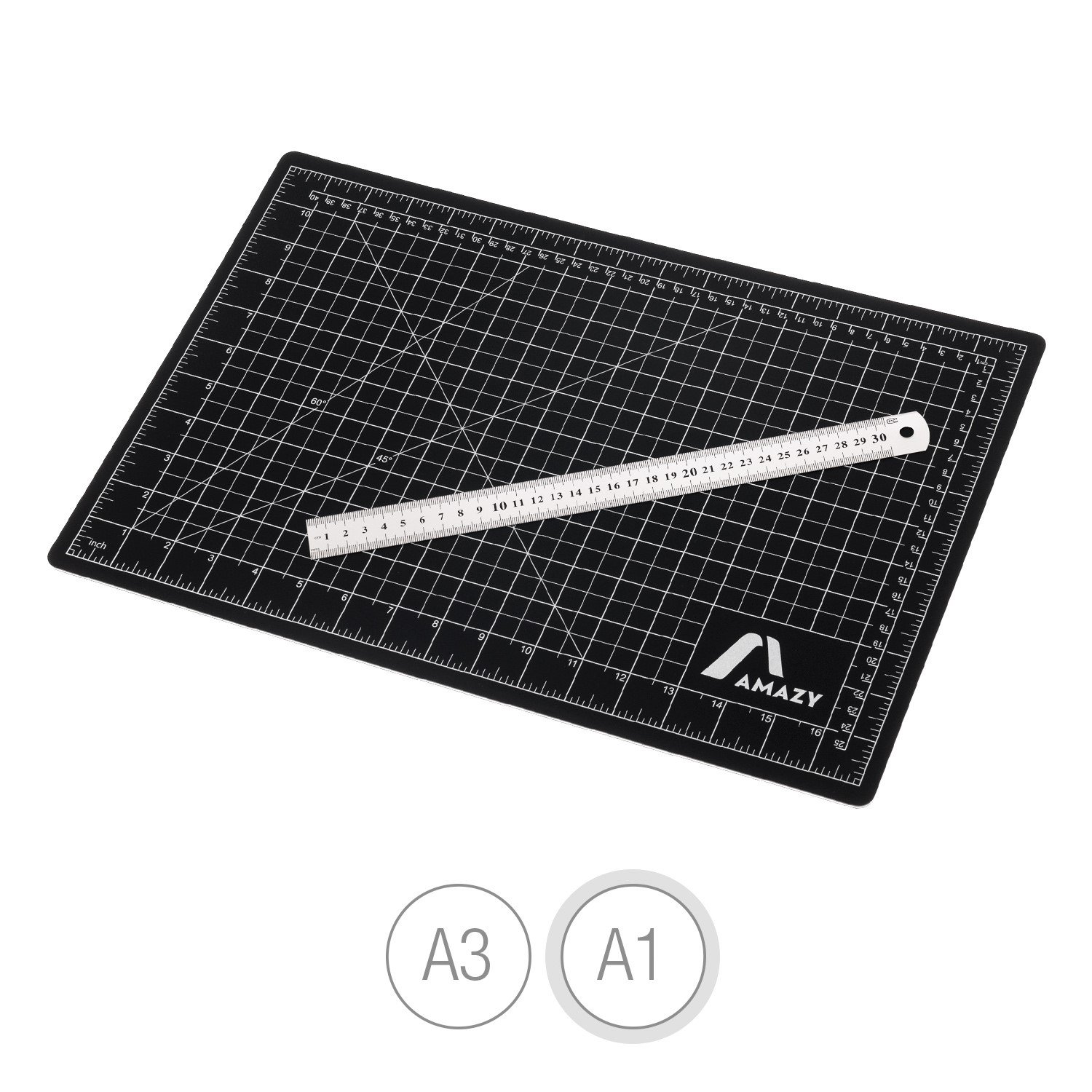 Amazy Cutting Mat + StainlessSteel Ruler (A1 90 x 60 cm) Self