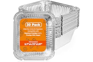 30-Pack Drip Pan Liners for Napoleon: Disposable Aluminum Grill Drip Trays - Napoleon BBQ Accessories Compatible with Napoleo