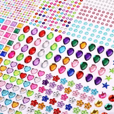 Hoiny 1782pcs Gems Stickers Self Adhesive Rhinestones Crafts Bling