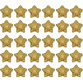 PATIKIL 60 Pcs Flat Back Resin Star Beads, Glitter Star Charms Bulk Mini Flat Back Beads Embellishments for DIY Crafts Phone Case, Yellow