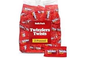 GEEOOLLAH Licorice Twist Strawberry Bulk Pack 2 Pound - Individually Wrapped Chewy Candy for Easter Basket Stuffers, Party Favors, Pinata Filler, and Snacks - Great for Kids & Adults