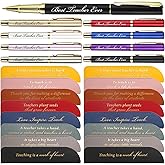 Mooliwe 32 Sets Thank You Teacher Gifts Inspirational Black Ink Ballpoint Pens with PU Leather Pouch Bag Teacher Appreciation Gifts for Thanksgiving Day School Office Supplies