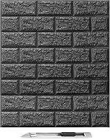 Art3d 10 Sheets Black 3D Brick Wallpaper Peel and Stick 14.5 Sq Ft