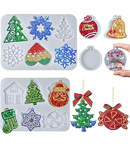 thumbnail image 2 of Wehous Christmas Resin Molds, 2PCS Snowflake Tree India 2 of 12