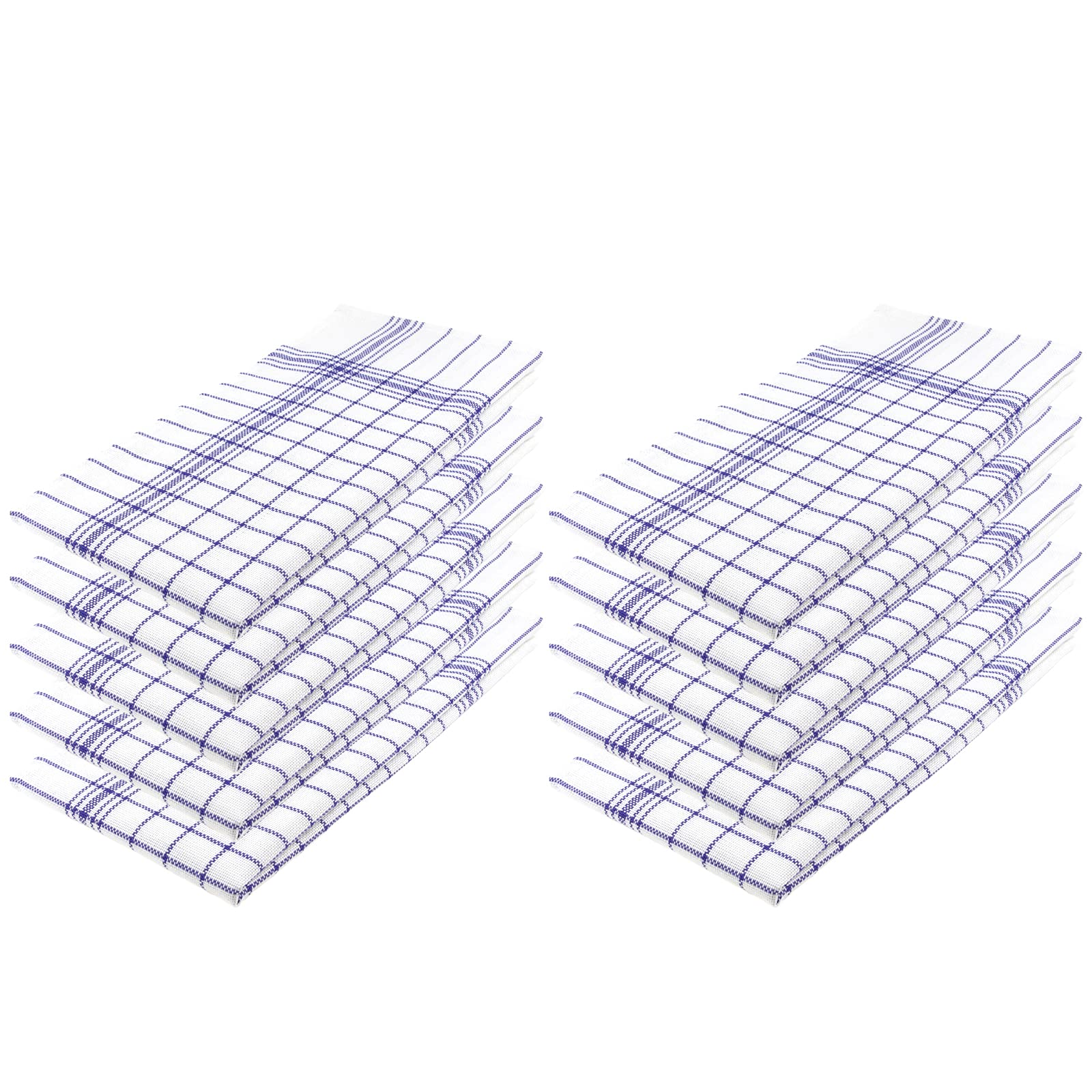 VL Linen Tea Towels Set of 10 – 100% Cotton Tea Towels for Kitchen, Lint Free Glass Dish Cloths, Wonder Dry Dish Towels with Hanging Loop, Extra Large Kitchen Towels (70x70cm, Blue)