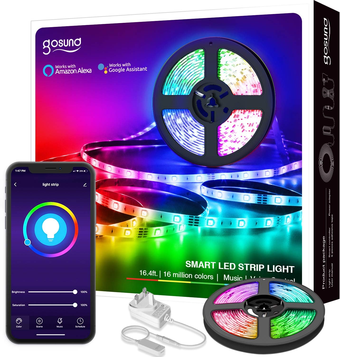 Gosund 5M Smart LED Strip Lights 5050 RGB LED Colour Changing Lighting