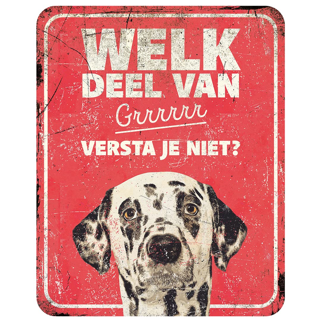 D&D Home, Warning Sign Warning Sign 25 x 20 x 0.3 cm Dutch Version Red Background Rust Resistant Metal Sign with Funny Text