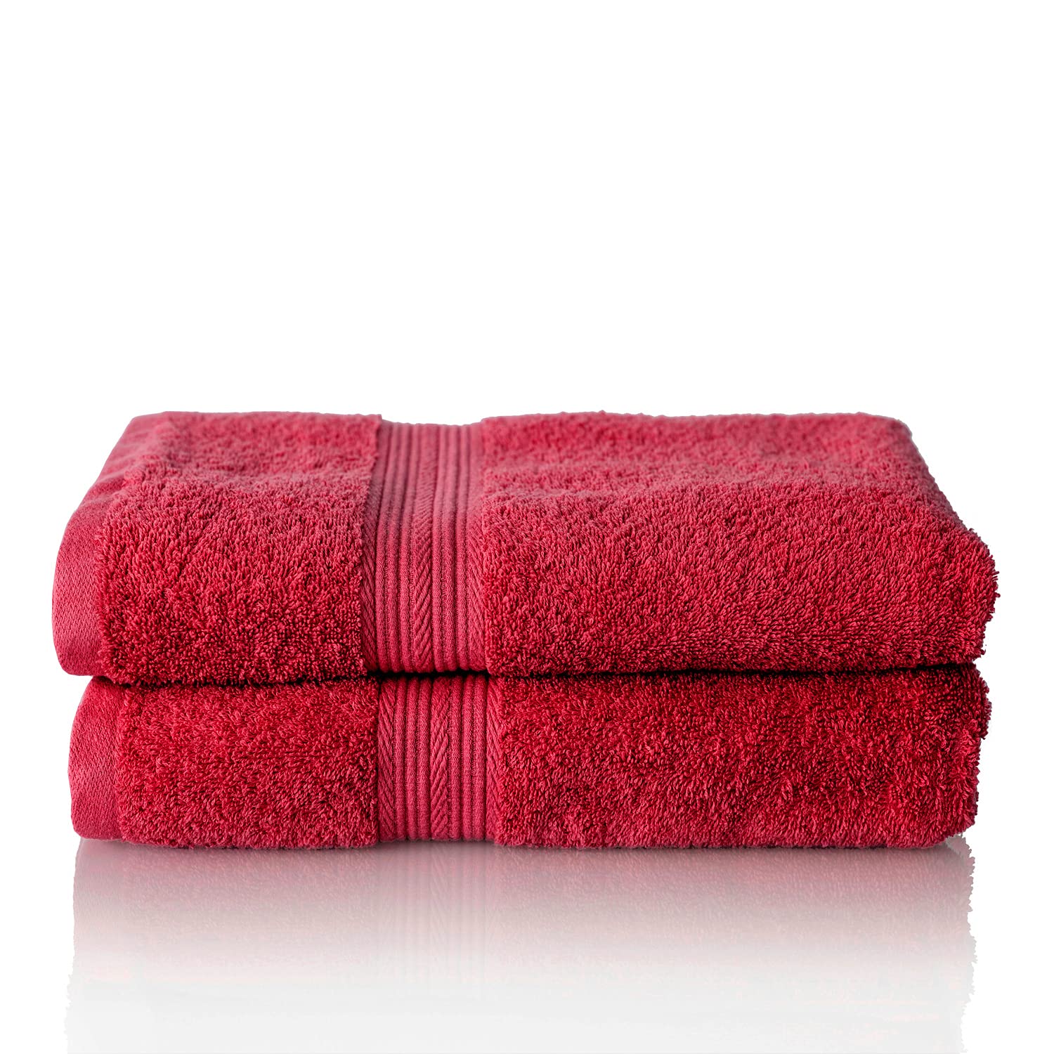 ALCLEAR set of terry hand towels, range of soft and highly absorbent towels, OEKOTEX 100 certified, 5 colours & 5 sizes, colour: RED, 2 x bath towels 70x140 cm