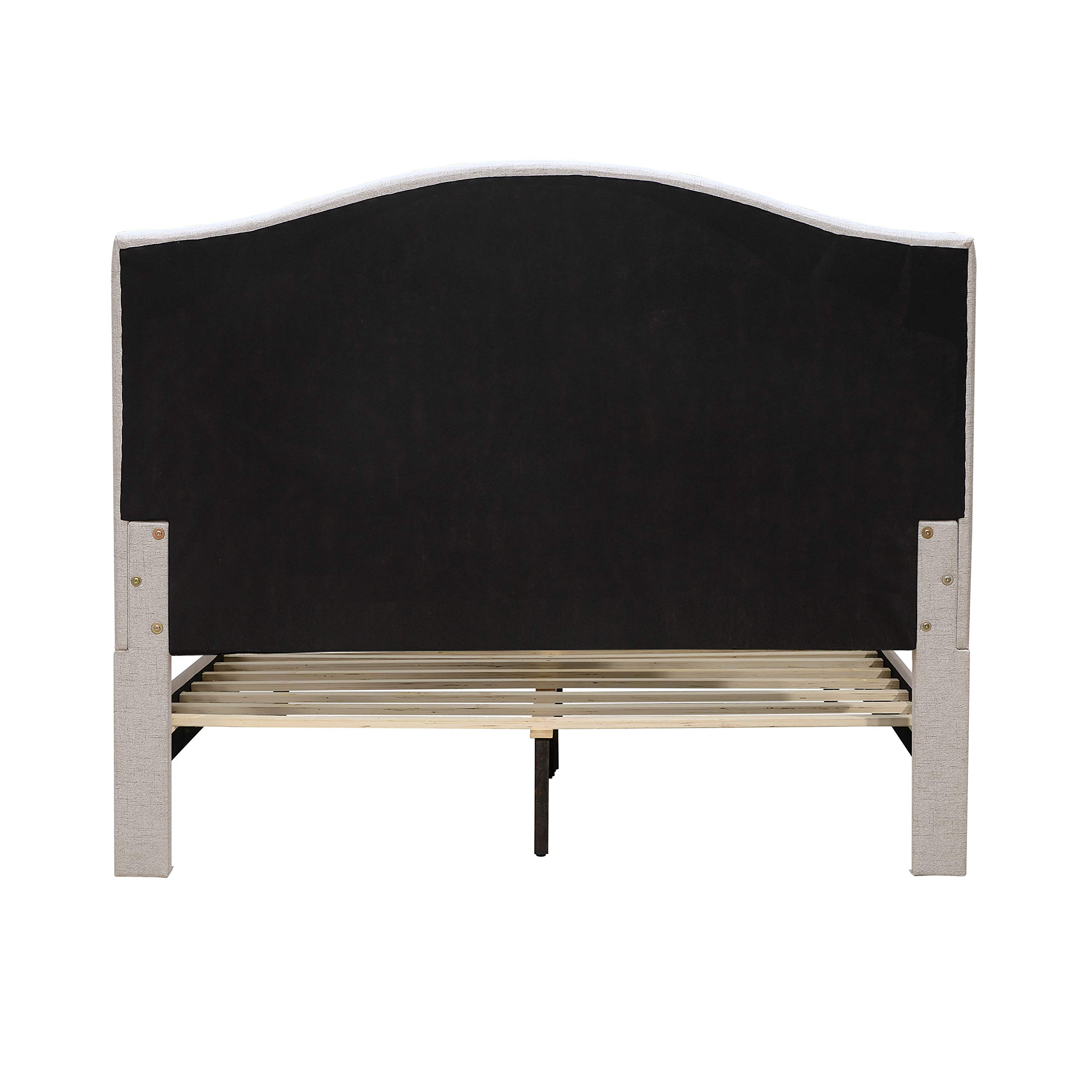 Pulaski Button Tufted Upholstered Queen Bed Platform, Beige, (2 boxes)