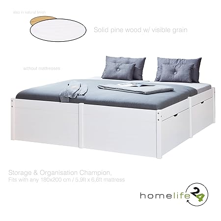 H24living Storage Bed Ottoman Double Bed Super King Size Bed Solid