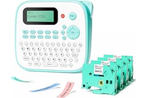 SUMINEY Label Maker Machine with 4 Laminated Tapes,D210S Portable Handheld Label Maker and Printer, Easy QWERTY Keyboard, 1/2 inch 12mm Labeler for Home Office School Kids Organization
