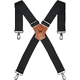 WELKINLAND HD Elastic Work Suspenders, Heavy Duty Suspenders For Men, 2-Inch Wide Suspenders For Men, Mens Suspender For Jeans, Man Suspender With Hooks For Belt Loop, Work Suspender For Man