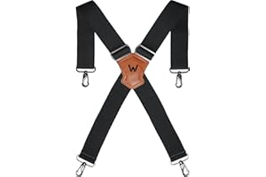 WELKINLAND HD Elastic Work Suspenders, Heavy Duty Suspenders For Men, 2-Inch Wide Suspenders For Men, Mens Suspender For Jeans, Man Suspender With Hooks For Belt Loop, Work Suspender For Man