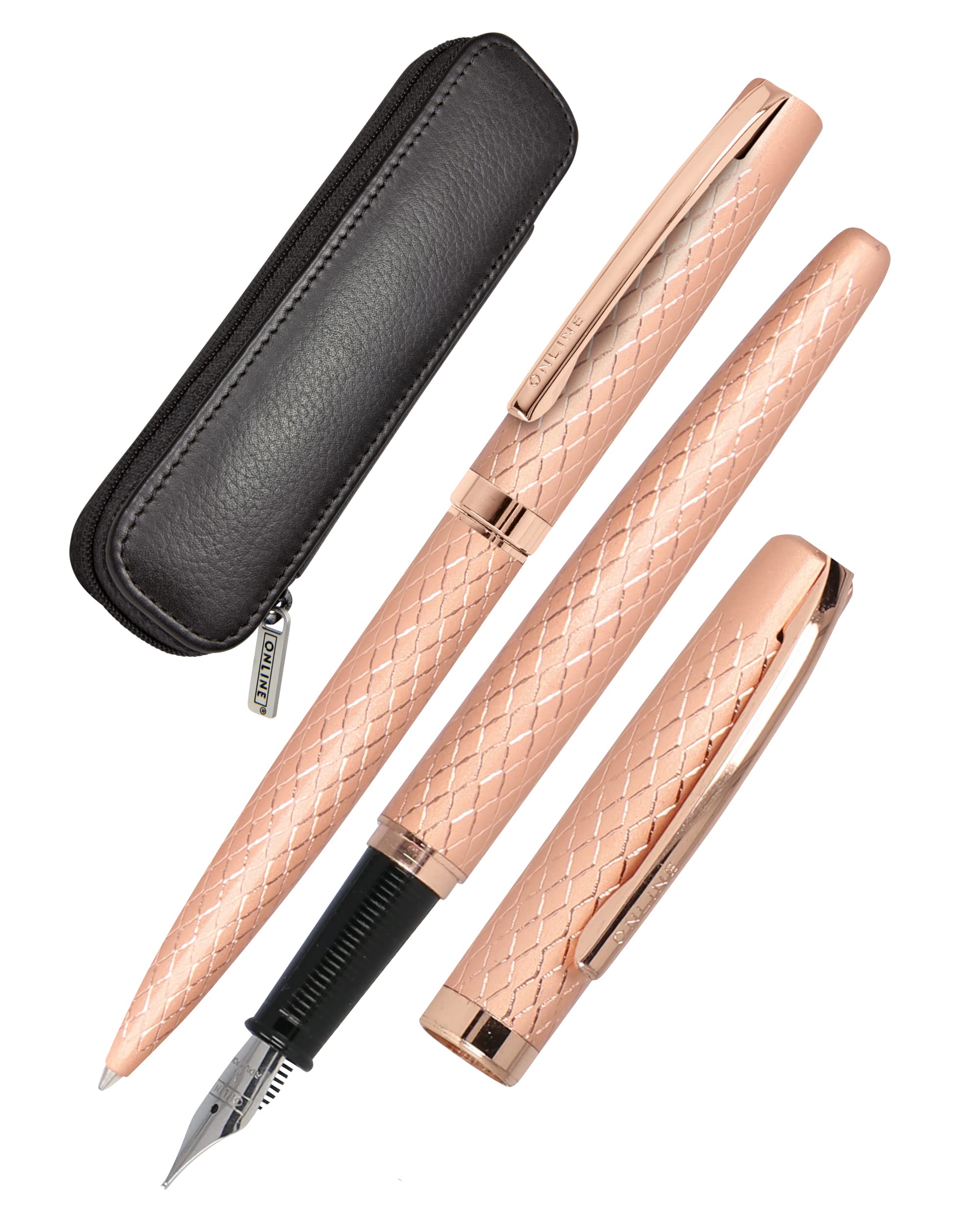 Online Set Eleganza Fountain Pen & Ballpen Diamond I Rosegold I Nib Size M I Metal Clip I Retractable Biro I Fountain-Pen for Standard Ink Cartridges Or Converter I In Gift Box โ image 1